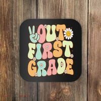 Peace Out First Grade Groovy Graduation Last Day Of School Coaster thumb 0