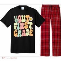 Peace Out First Grade Groovy Graduation Last Day Of School Pajama Set thumb 0