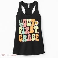 Peace Out First Grade Groovy Graduation Last Day Of School Women's Tank Top thumb 0
