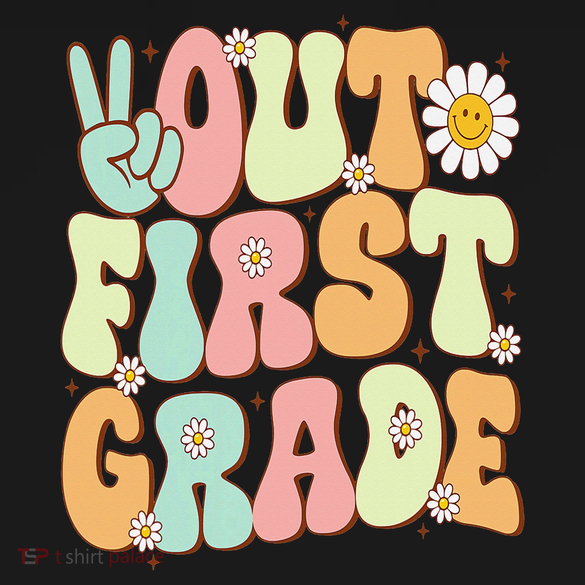 Peace Out First Grade Groovy Graduation Last Day Of School Baby Bodysuit