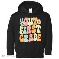 Peace Out First Grade Groovy Graduation Last Day Of School Toddler Hoodie thumb 0