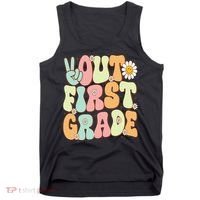 Peace Out First Grade Groovy Graduation Last Day Of School Tank Top thumb 0