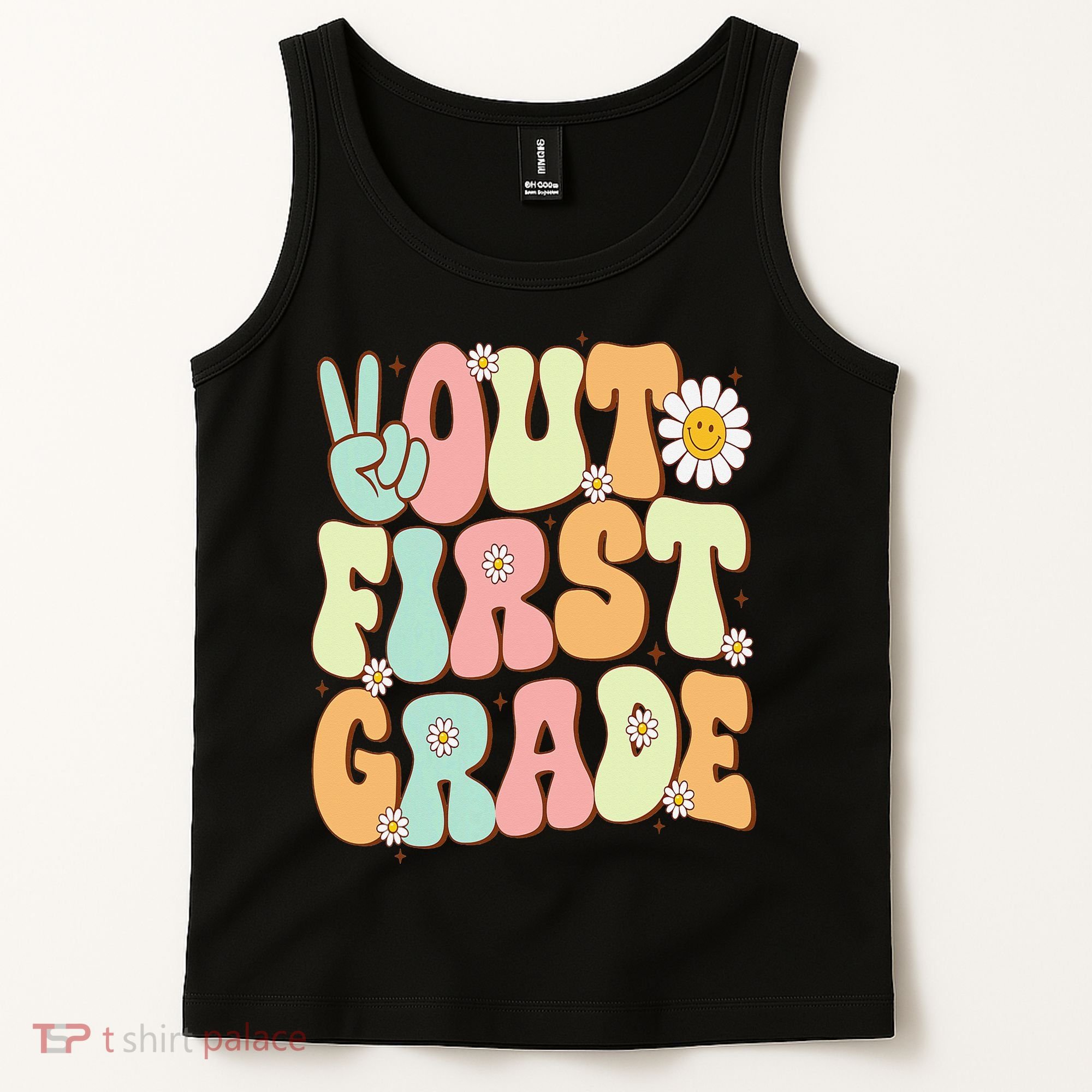 Peace Out First Grade Groovy Graduation Last Day Of School Tank Top