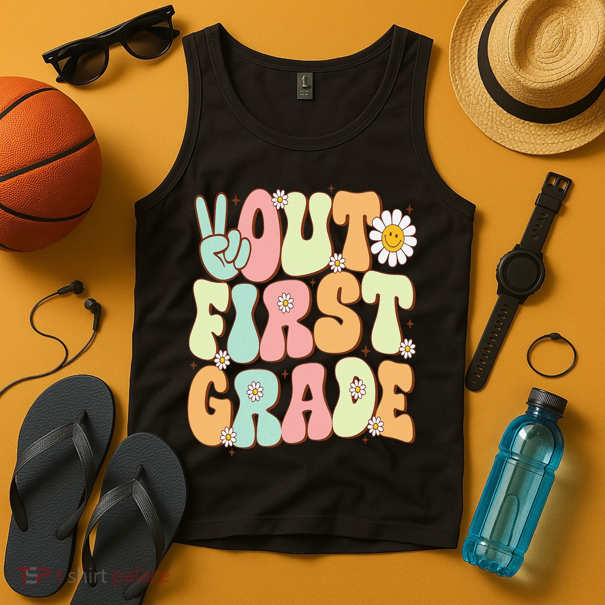 Peace Out First Grade Groovy Graduation Last Day Of School Tank Top