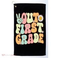 Peace Out First Grade Groovy Graduation Last Day Of School Golf Towel thumb 0