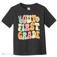 Peace Out First Grade Groovy Graduation Last Day Of School Toddler T-Shirt thumb 0
