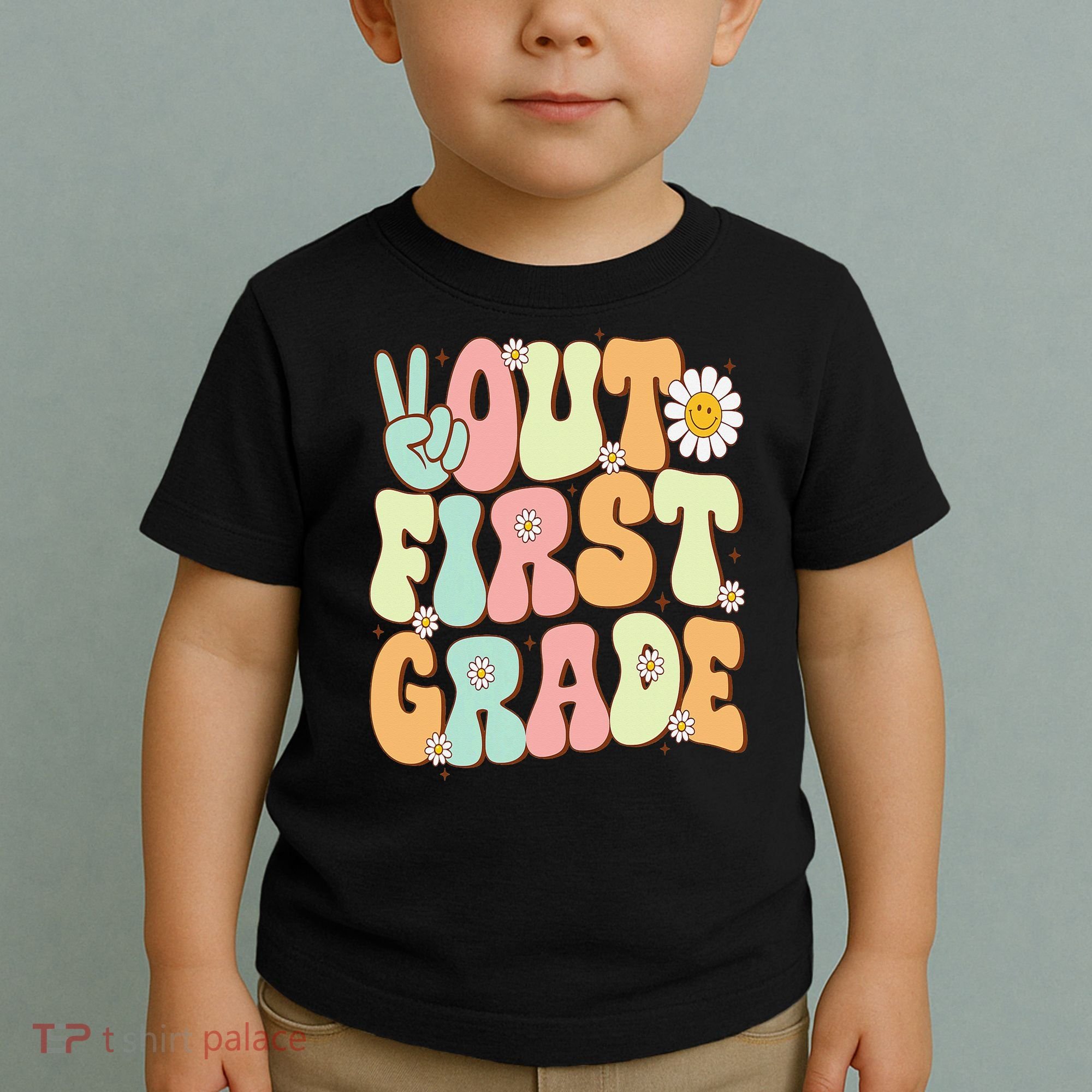 Peace Out First Grade Groovy Graduation Last Day Of School Toddler T-Shirt
