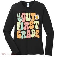 Peace Out First Grade Groovy Graduation Last Day Of School Women's Long Sleeve Shirt thumb 0