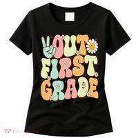 Peace Out First Grade Groovy Graduation Last Day Of School Women's T-Shirt thumb 0