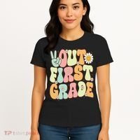 Peace Out First Grade Groovy Graduation Last Day Of School Women's T-Shirt thumb 4