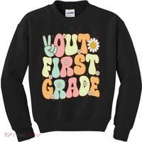 Peace Out First Grade Groovy Graduation Last Day Of School Kids Sweatshirt thumb 0