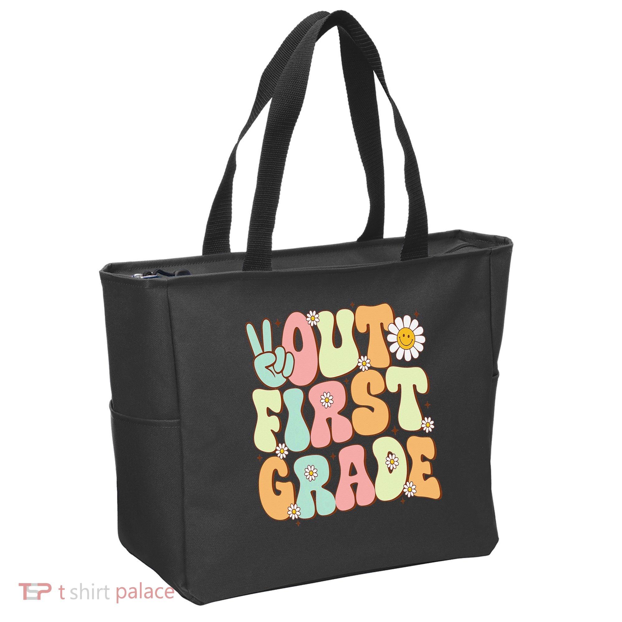 Peace Out First Grade Groovy Graduation Last Day Of School Tote Bag