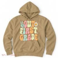 Peace Out First Grade Groovy Graduation Last Day Of School Hoodie thumb 0