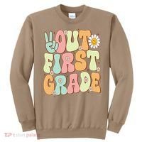 Peace Out First Grade Groovy Graduation Last Day Of School Sweatshirt thumb 0