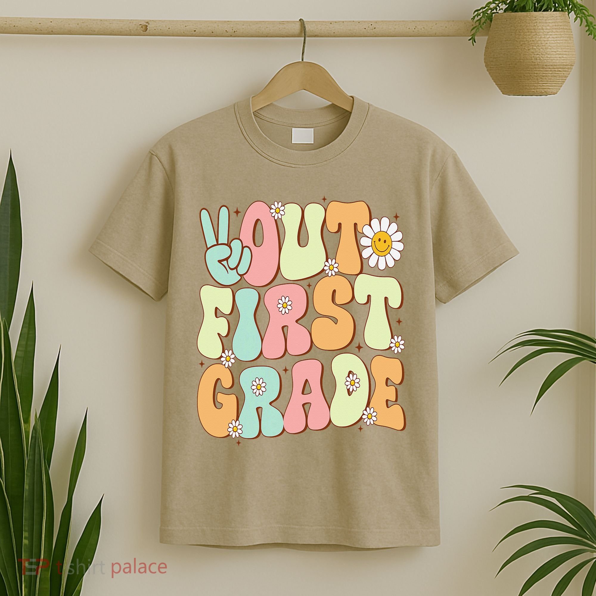 Peace Out First Grade Groovy Graduation Last Day Of School T-Shirt