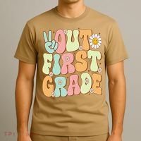 Peace Out First Grade Groovy Graduation Last Day Of School T-Shirt thumb 3