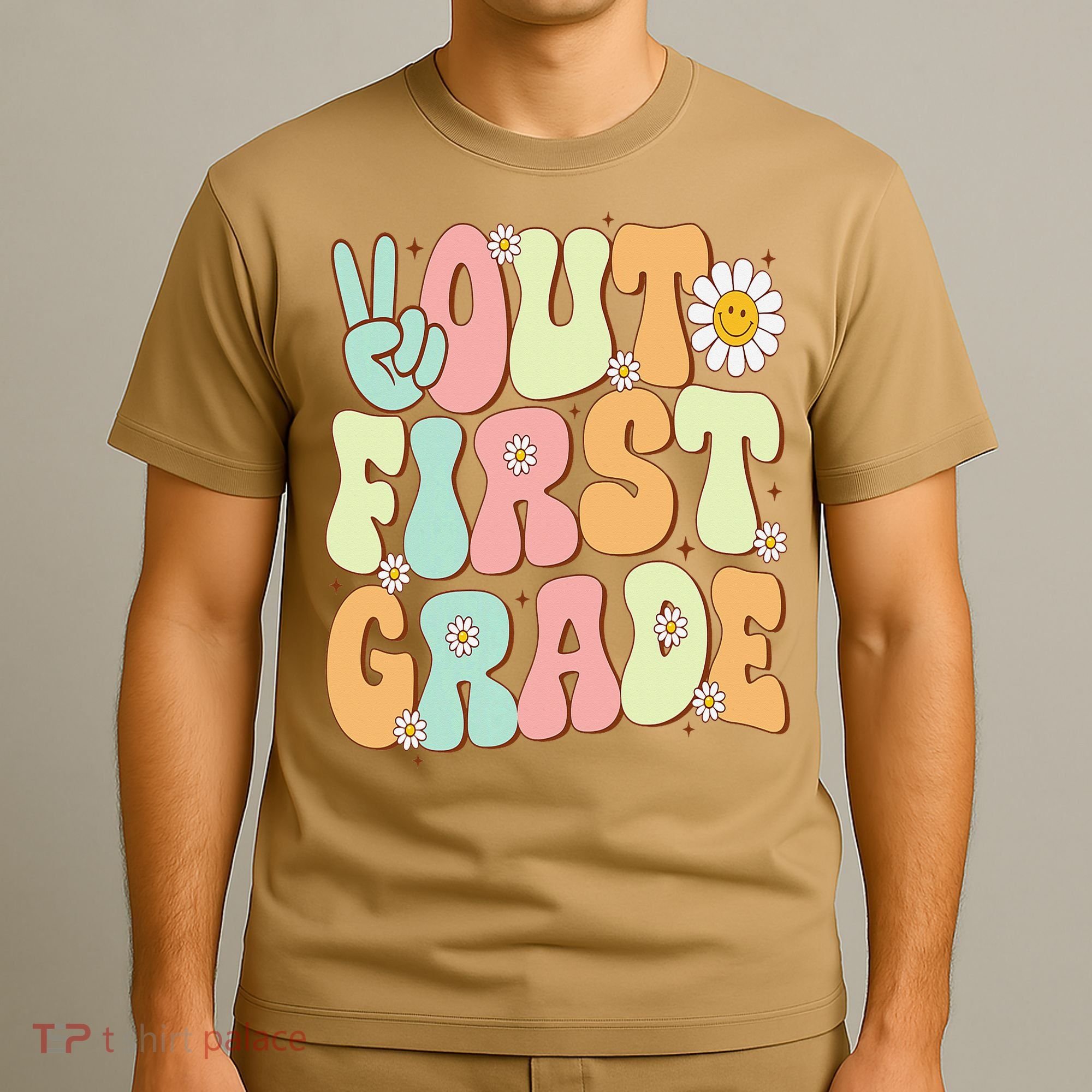 Peace Out First Grade Groovy Graduation Last Day Of School T-Shirt