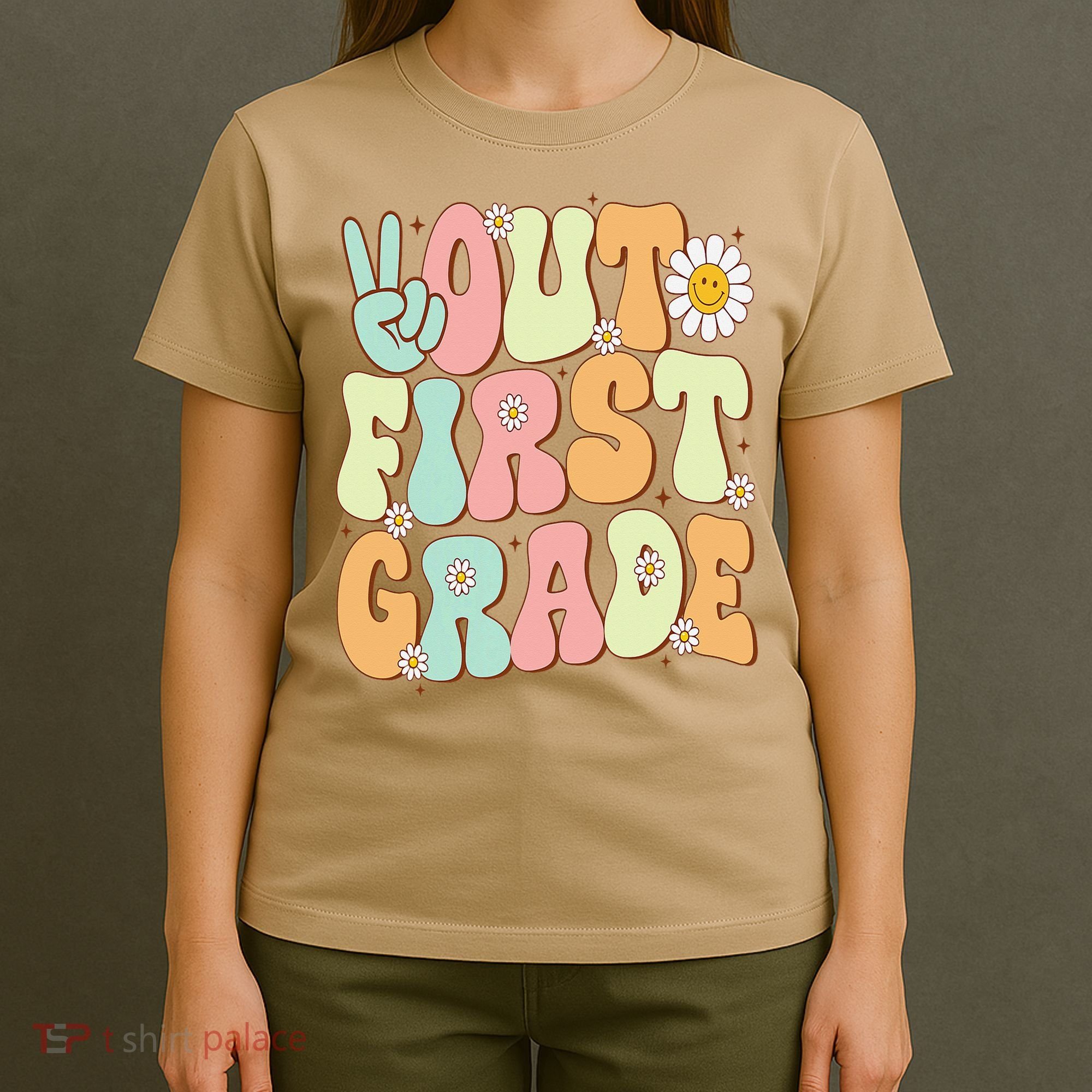 Peace Out First Grade Groovy Graduation Last Day Of School T-Shirt