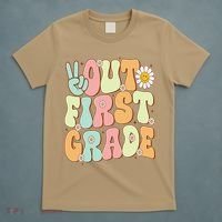 Peace Out First Grade Groovy Graduation Last Day Of School T-Shirt thumb 5