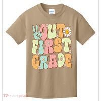 Peace Out First Grade Groovy Graduation Last Day Of School Kids T-Shirt thumb 0