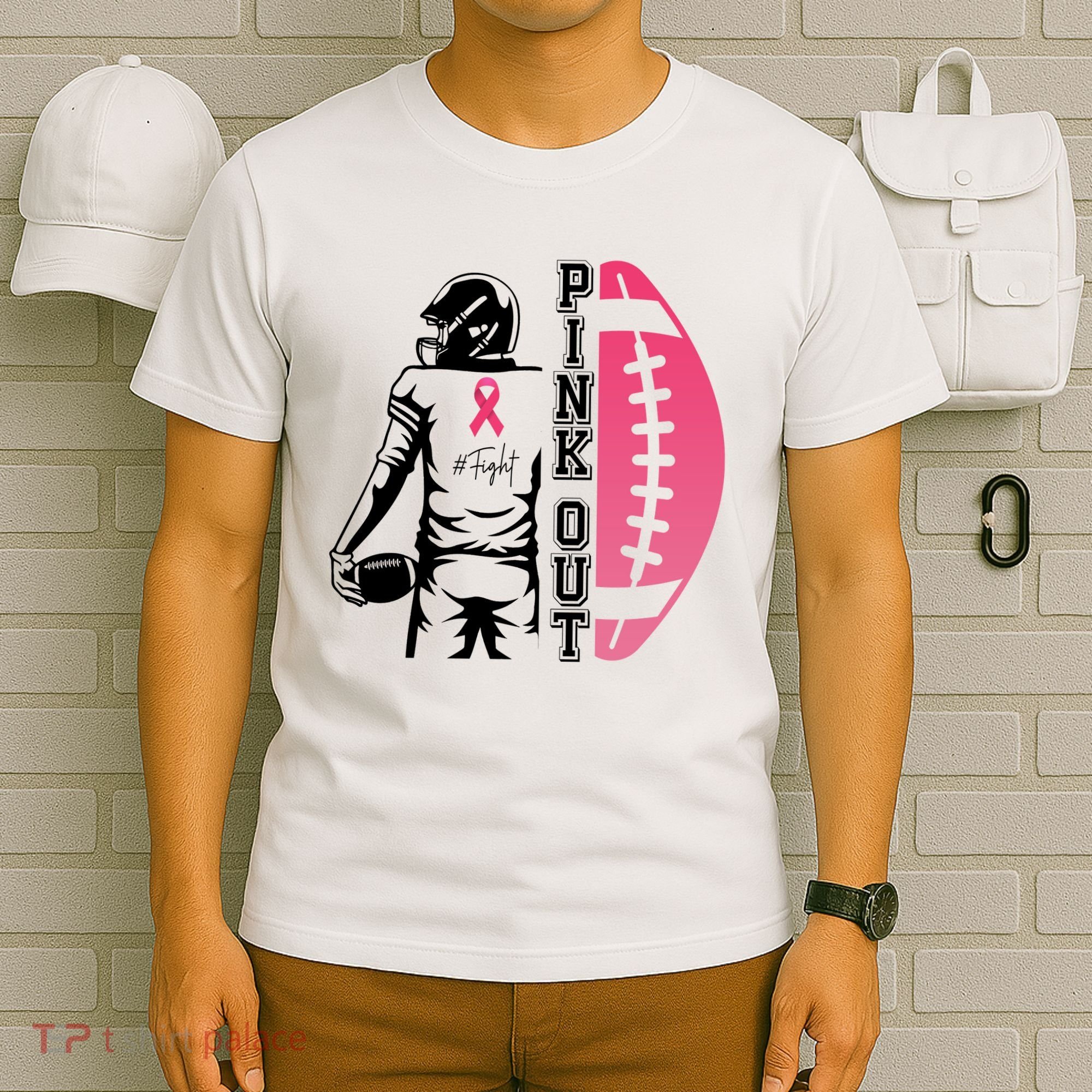 Pink Out Football Team Fight Breast Cancer Awareness T-Shirt