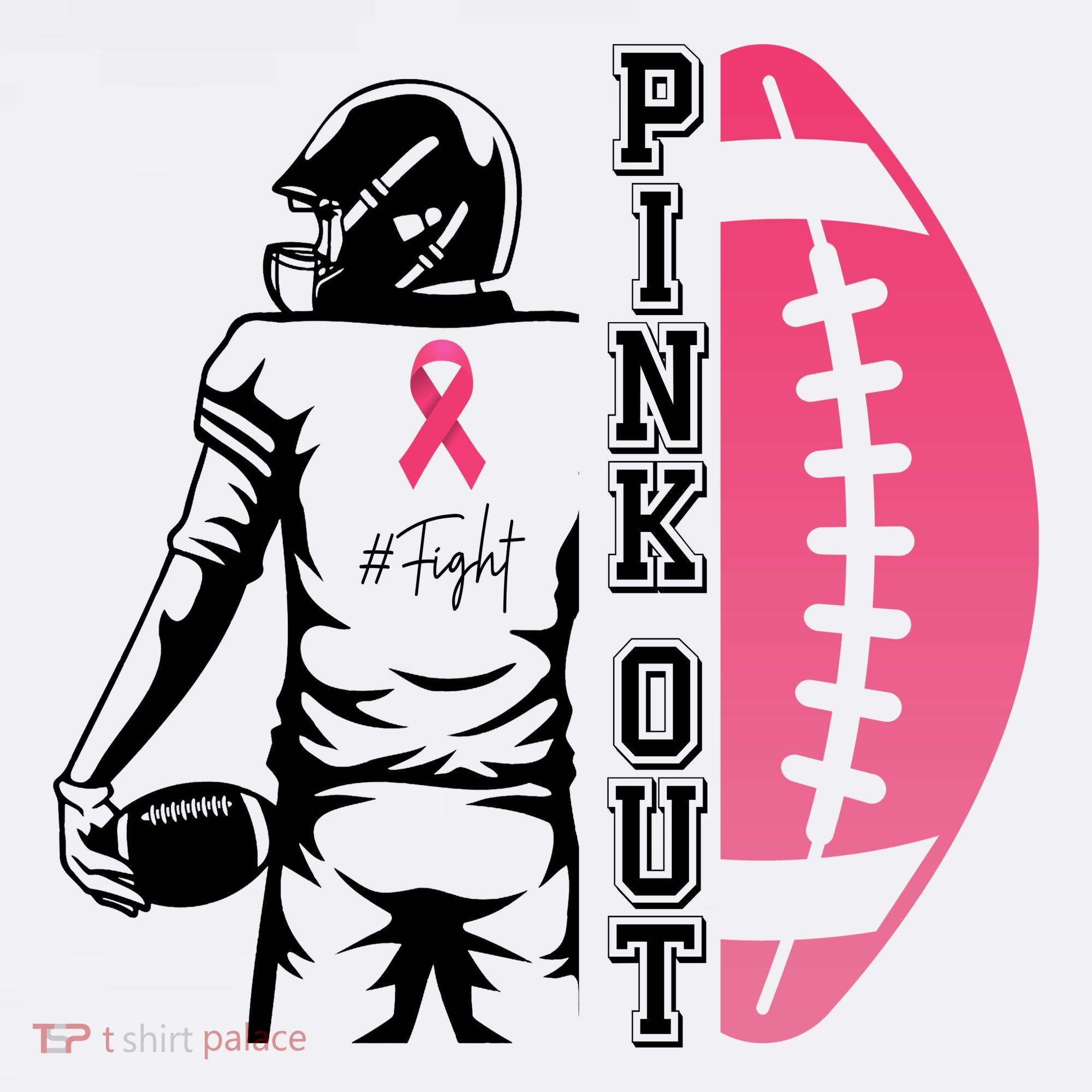 Pink Out Football Team Fight Breast Cancer Awareness T-Shirt