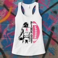 Pink Out Football Team Fight Breast Cancer Awareness Women's Tank Top thumb 3