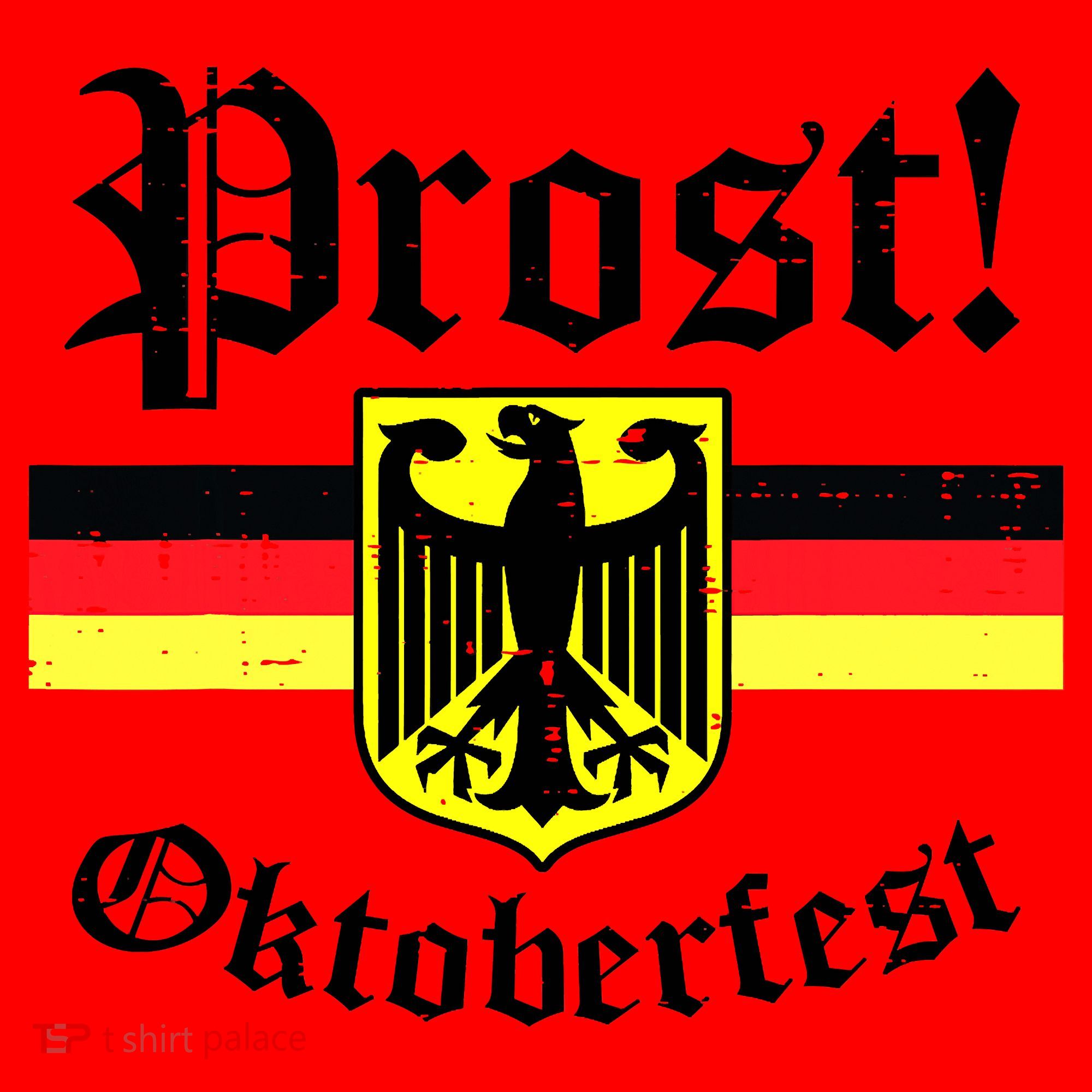 Prost Oktoberfest German Flag Crest Eagle Bavarian Santa Hat