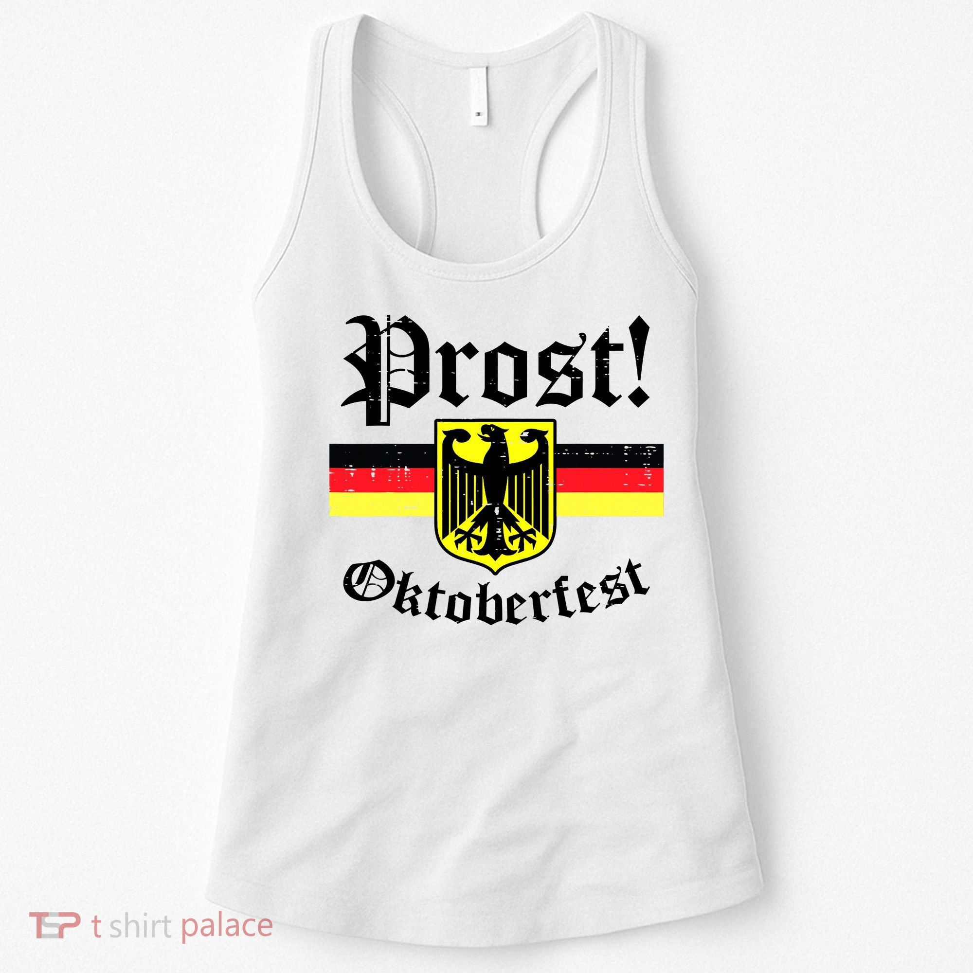 Prost Oktoberfest German Flag Crest Eagle Bavarian Women's Tank Top