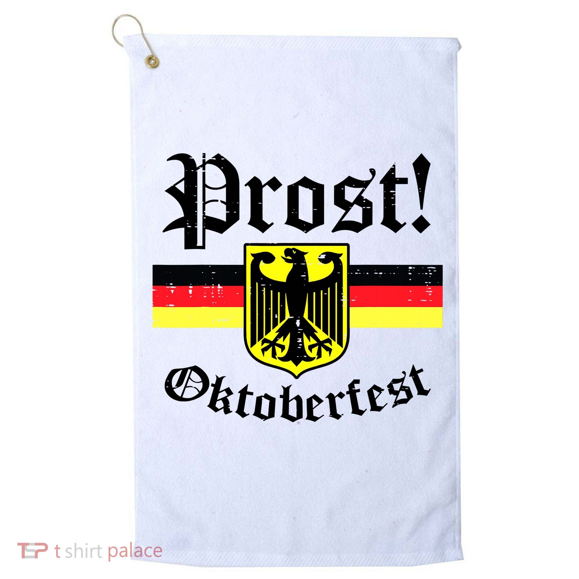 Prost Oktoberfest German Flag Crest Eagle Bavarian Golf Towel