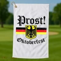 Prost Oktoberfest German Flag Crest Eagle Bavarian Golf Towel thumb 1