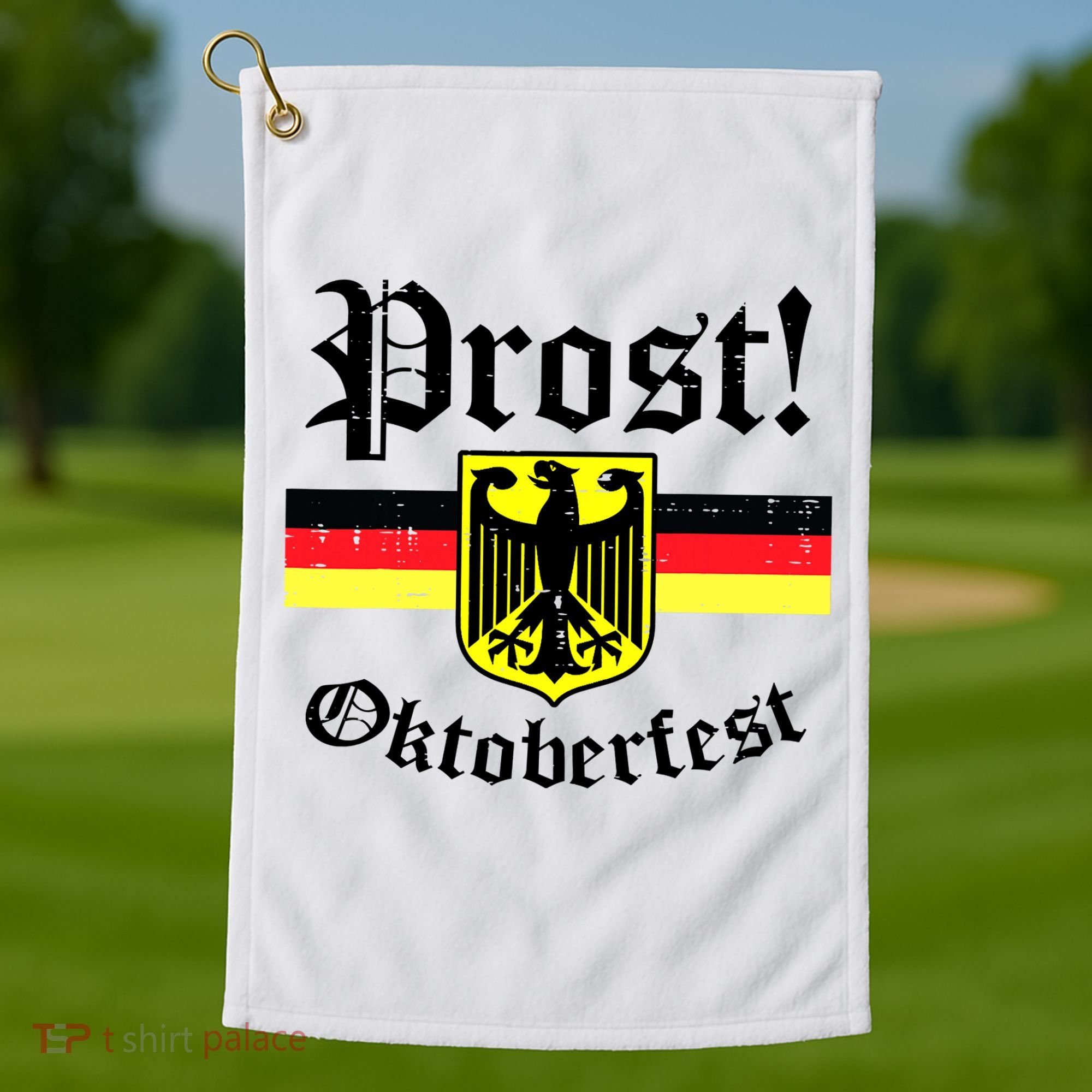 Prost Oktoberfest German Flag Crest Eagle Bavarian Golf Towel