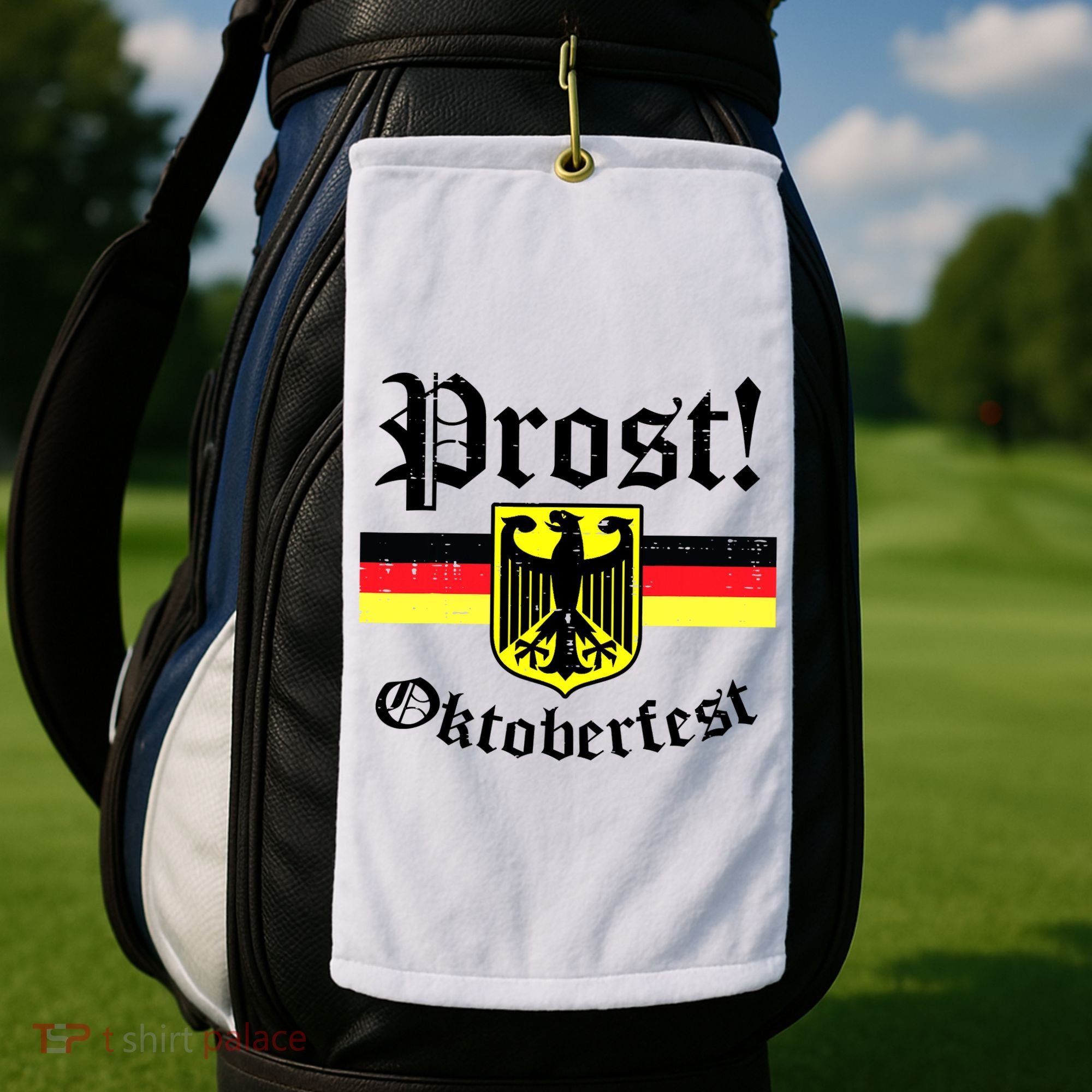 Prost Oktoberfest German Flag Crest Eagle Bavarian Golf Towel