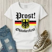 Prost Oktoberfest German Flag Crest Eagle Bavarian Women's T-Shirt thumb 3