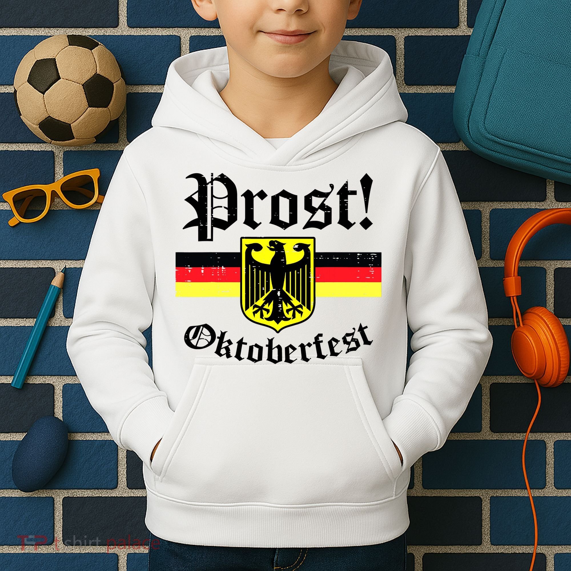 Prost Oktoberfest German Flag Crest Eagle Bavarian Kids Hoodie