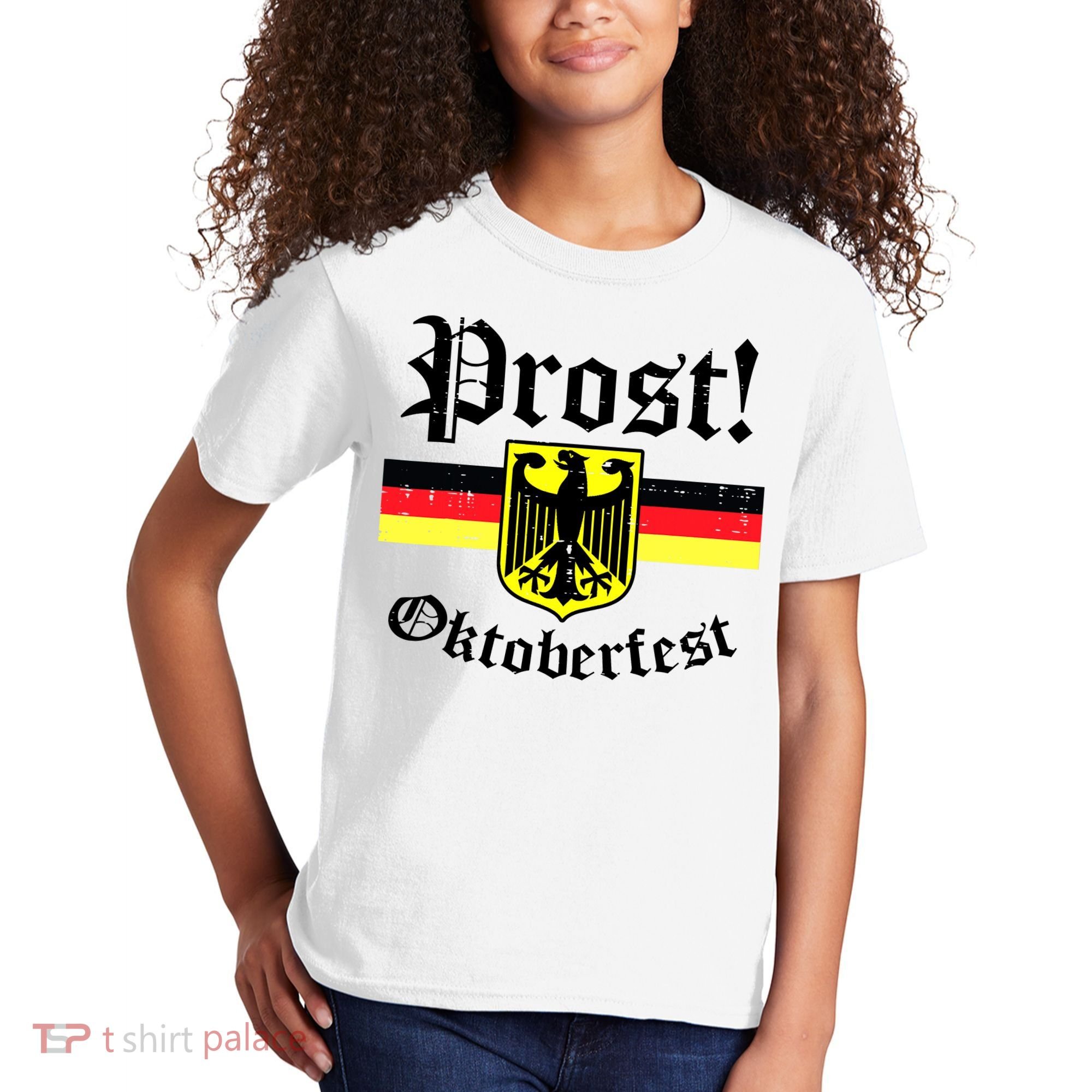 Prost Oktoberfest German Flag Crest Eagle Bavarian Kids T-Shirt