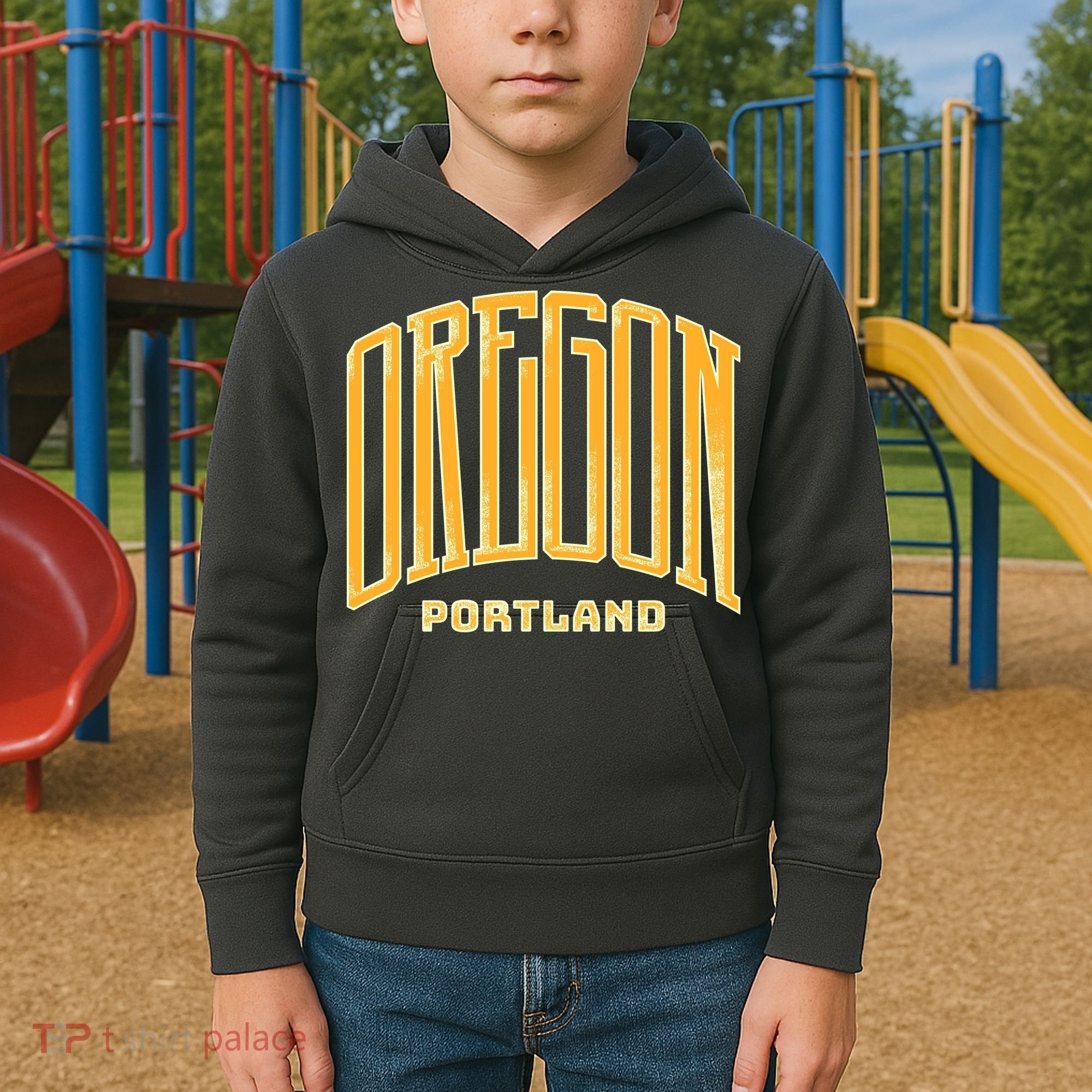 Portland Oregon Giant Logo Kids Hoodie