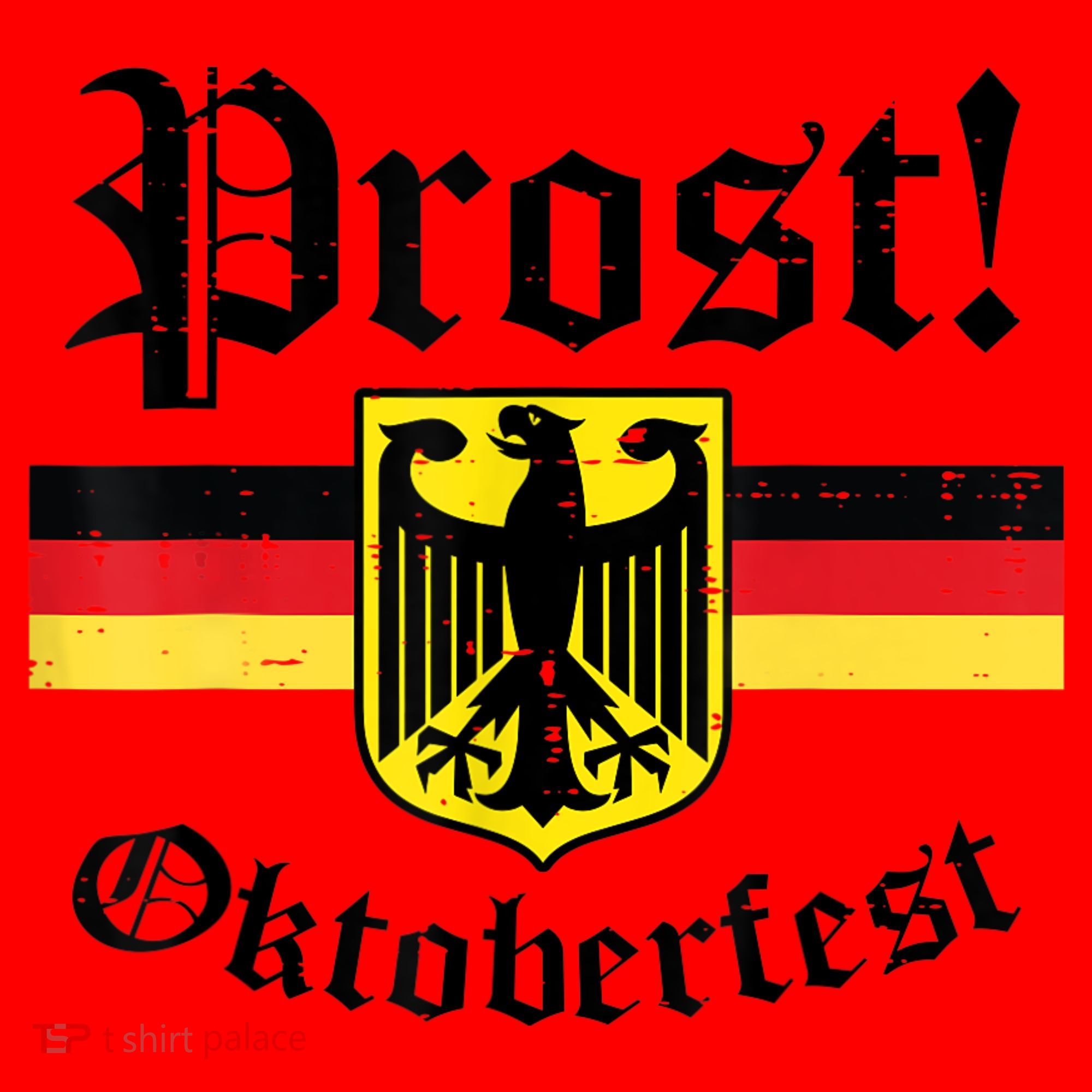 Prost Oktoberfest German Flag Crest Eagle Bavarian Santa Hat