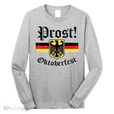 Prost Oktoberfest German Flag Crest Eagle Bavarian Long Sleeve Shirt
