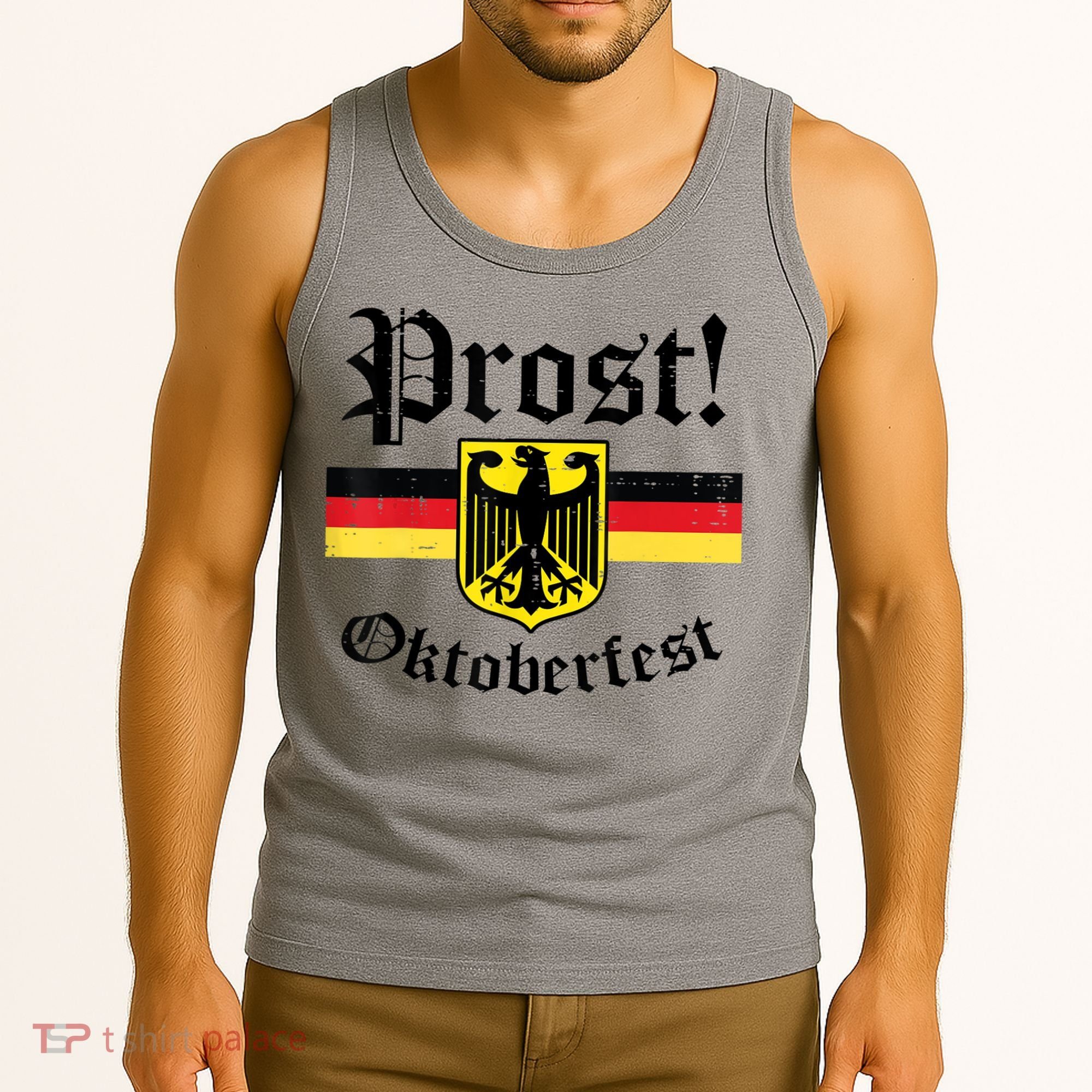 Prost Oktoberfest German Flag Crest Eagle Bavarian Tank Top