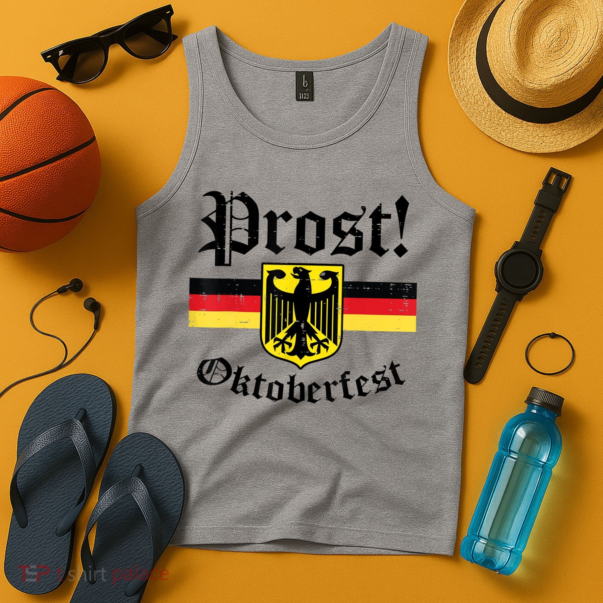 Prost Oktoberfest German Flag Crest Eagle Bavarian Tank Top