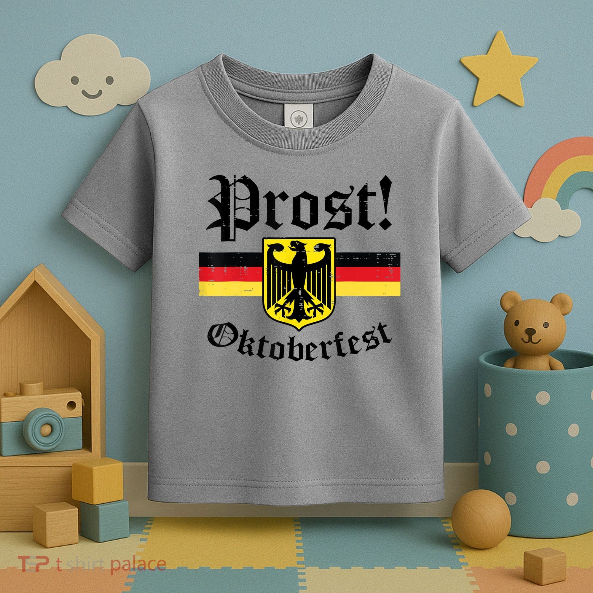 Prost Oktoberfest German Flag Crest Eagle Bavarian Toddler T-Shirt
