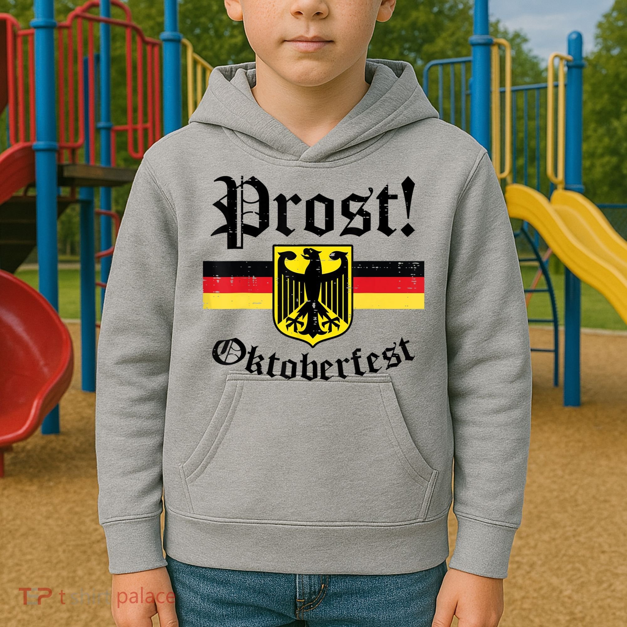 Prost Oktoberfest German Flag Crest Eagle Bavarian Kids Hoodie