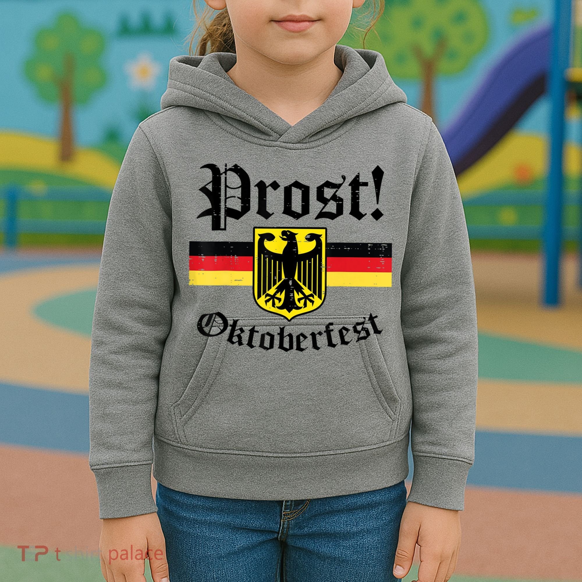Prost Oktoberfest German Flag Crest Eagle Bavarian Kids Hoodie