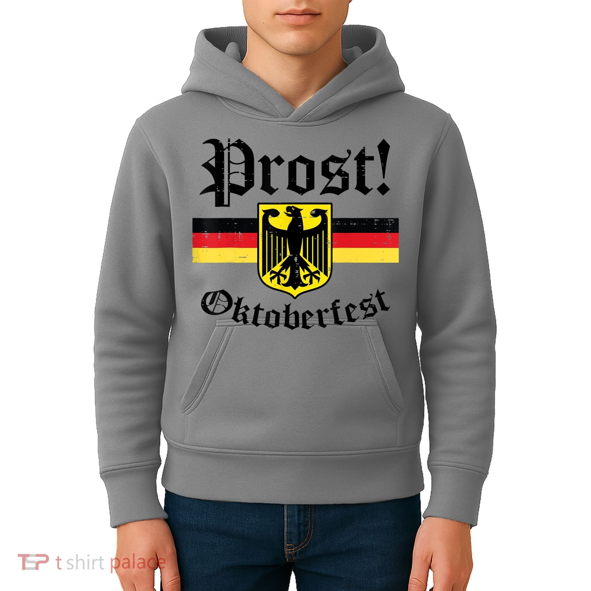 Prost Oktoberfest German Flag Crest Eagle Bavarian Kids Hoodie
