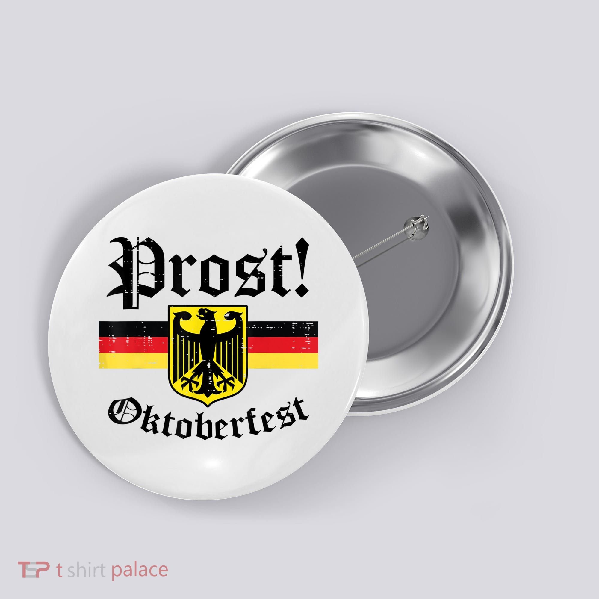 Prost Oktoberfest German Flag Crest Eagle Bavarian Button