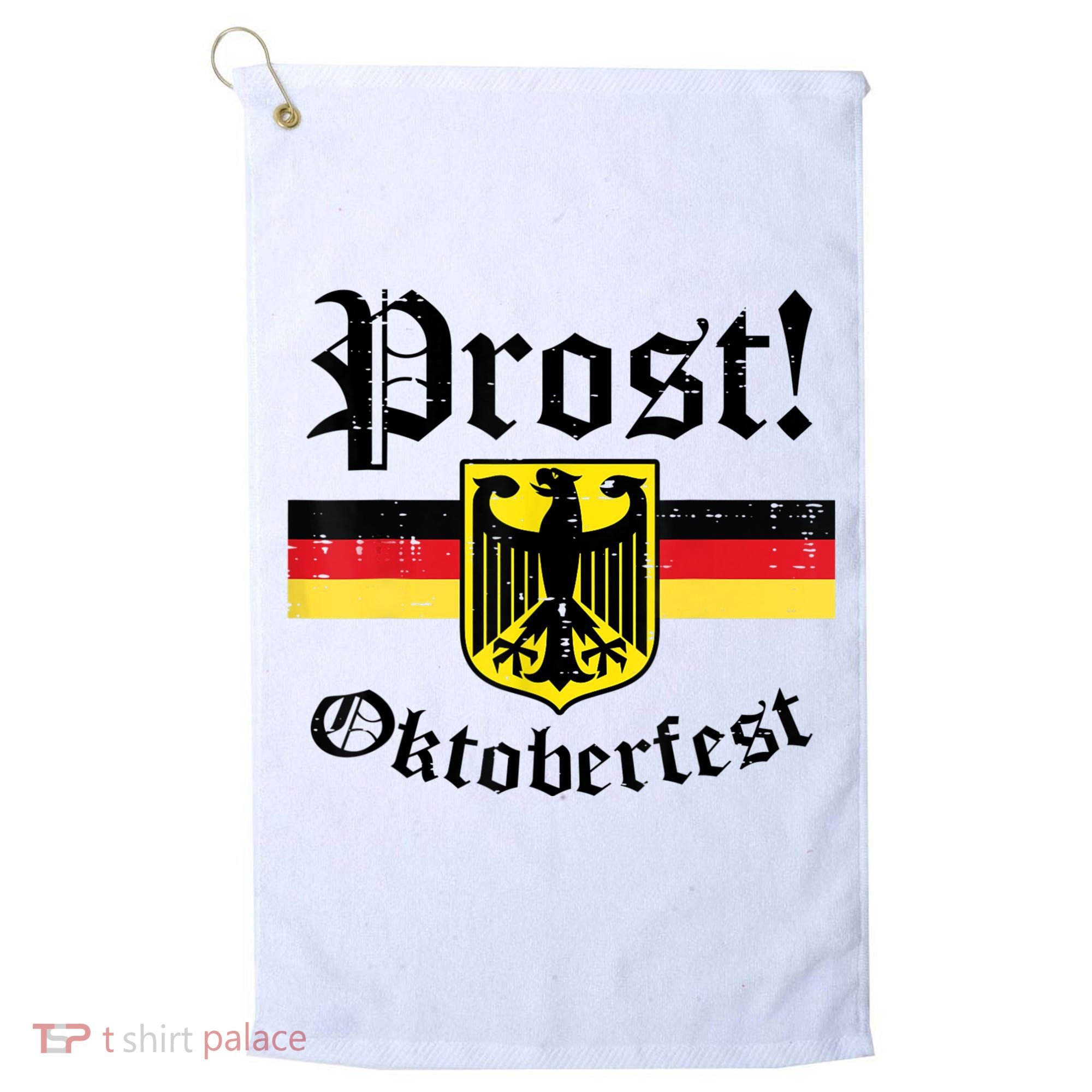 Prost Oktoberfest German Flag Crest Eagle Bavarian Golf Towel