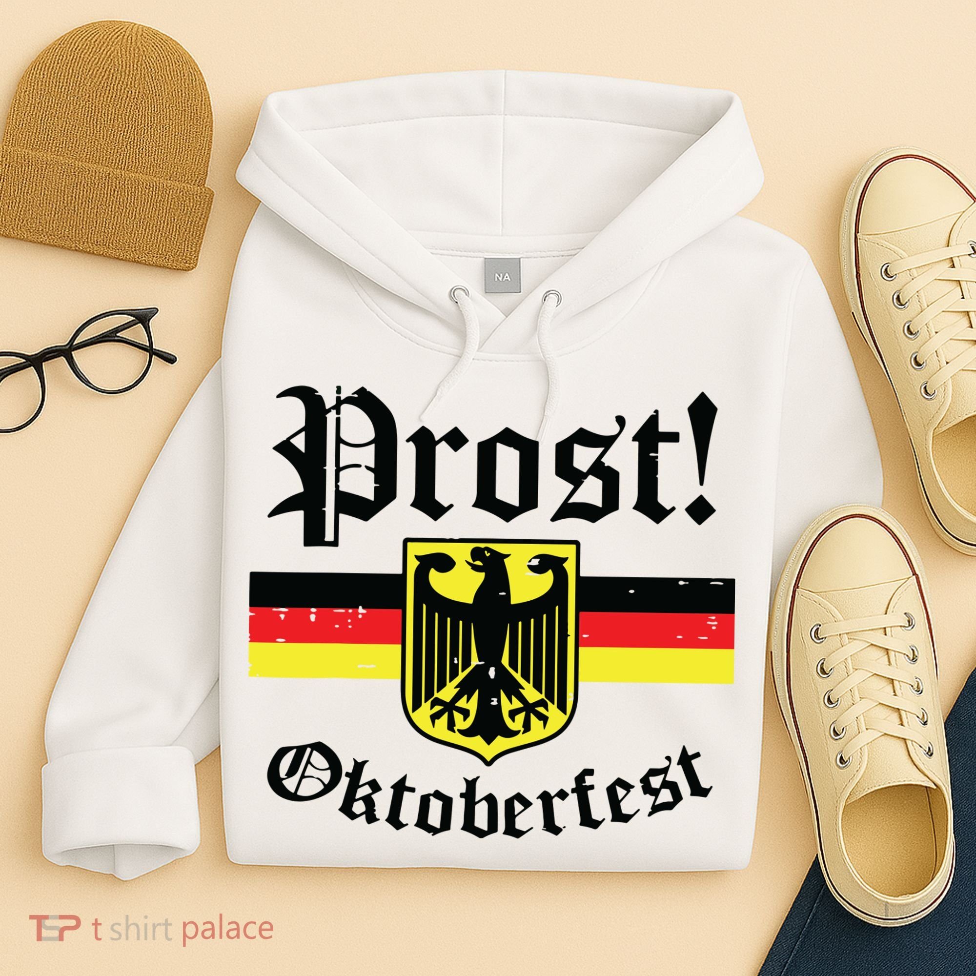 Prost Oktoberfest German Flag Crest Eagle Bavarian Hoodie