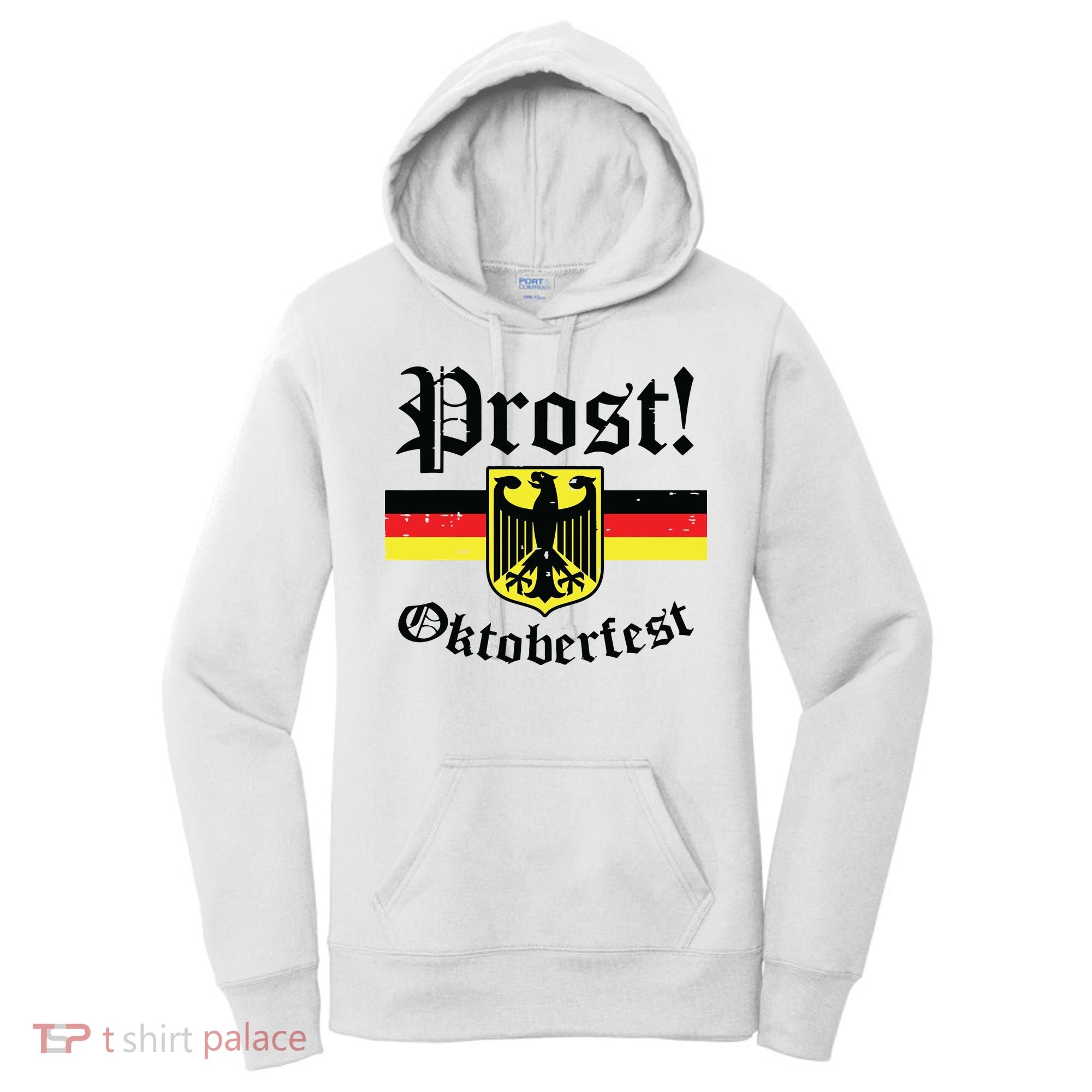 Prost Oktoberfest German Flag Crest Eagle Bavarian Women's Hoodie