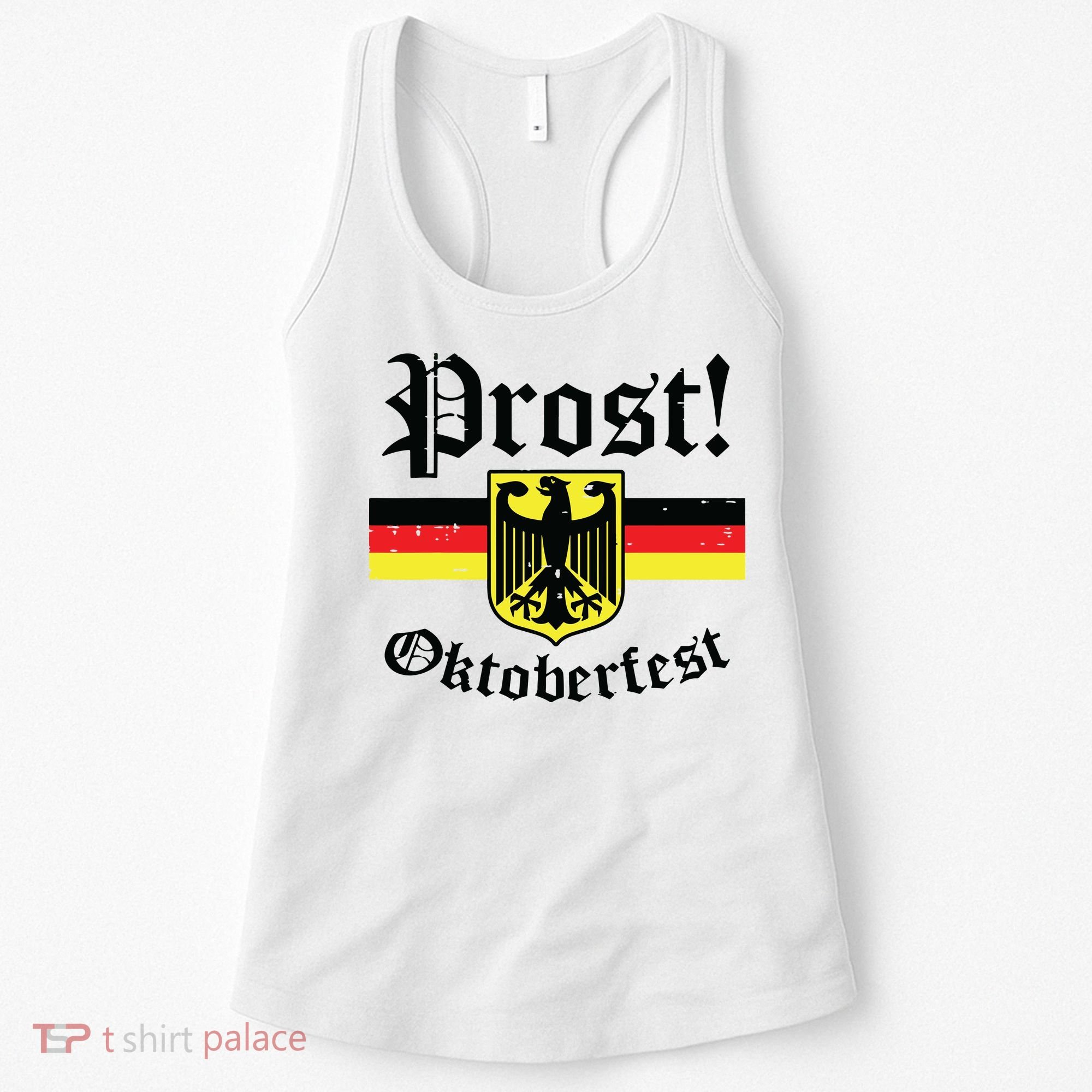 Prost Oktoberfest German Flag Crest Eagle Bavarian Women's Tank Top